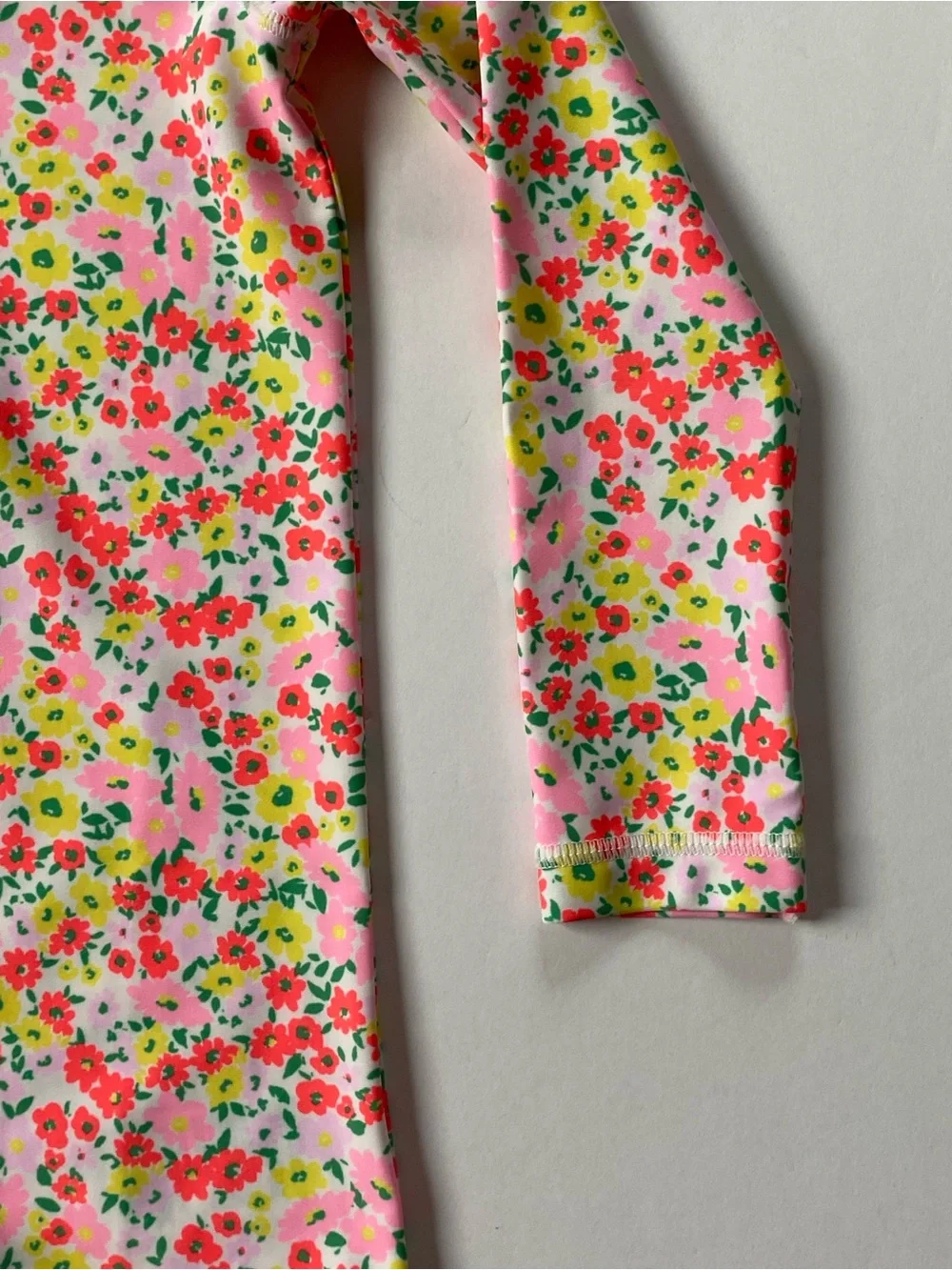 Rashguard Swimsuit 3T Old Navy One Piece Floral Long Sleeve Girls EUC Orange EUC